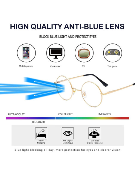 Gafas de Luz Azul Redondas KURSAN Metal 48mm Unisex