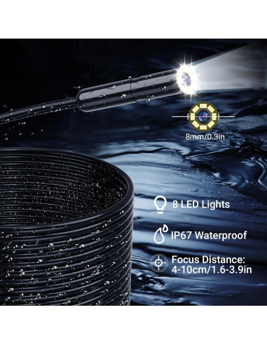 Cámara Endoscópica HD 1920P Ferdiiz 5m IP67 con Luz LED