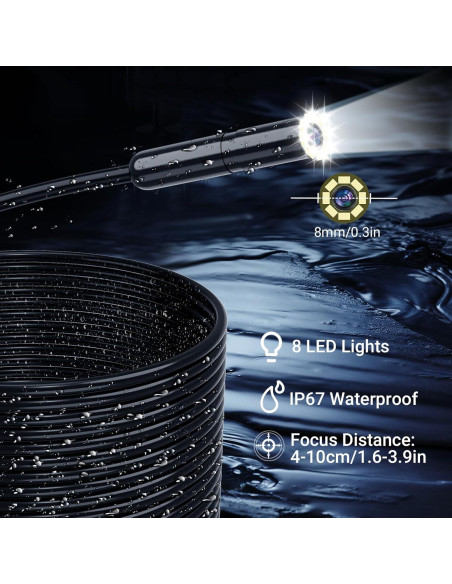 Cámara Endoscópica HD 1920P Ferdiiz 5m IP67 con Luz LED