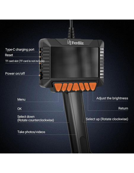 Cámara Endoscópica HD 1920P Ferdiiz 5m IP67 con Luz LED