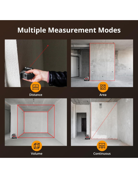 Cinta Métrica Láser 2-en-1 JolyWell 46m y 5m Precisión