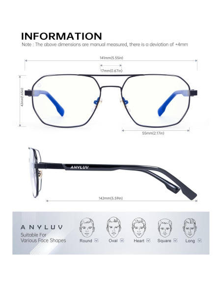 Gafas de Luz Azul ANYLUV para Hombre y Mujer - Modelo 135