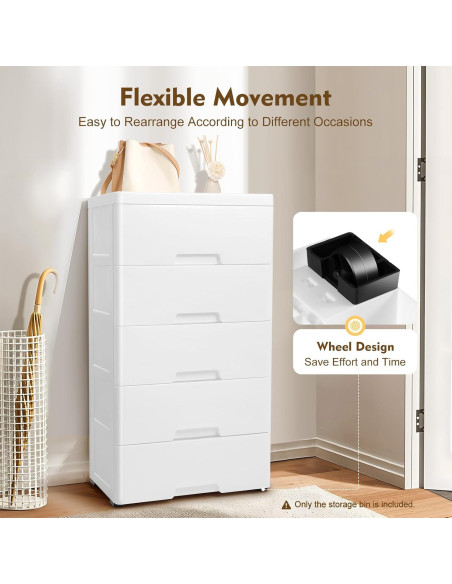 Cómoda de Almacenamiento Plástico 5 Cajones Fioiuetx 80 cm Blanco