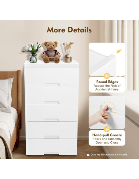 Cómoda de Almacenamiento Plástico 5 Cajones Fioiuetx 80 cm Blanco