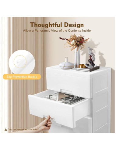 Cómoda de Almacenamiento Plástico 5 Cajones Fioiuetx 80 cm Blanco