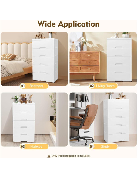 Cómoda de Almacenamiento Plástico 5 Cajones Fioiuetx 80 cm Blanco