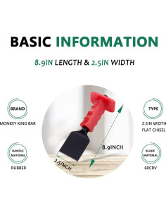 Cincel Plano 225mm Barra del Rey Mono 2.5" Ancho Acero 2