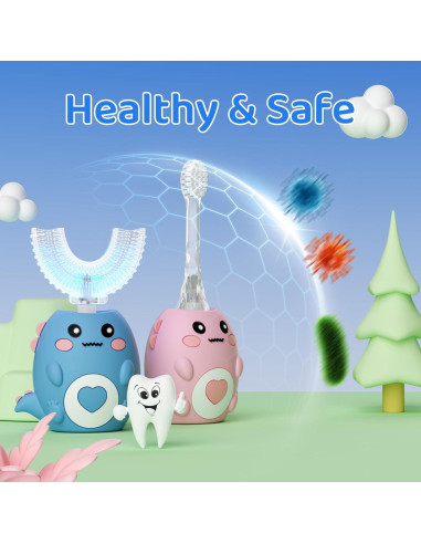 Cepillo de dientes eléctrico para niños U-Shaped Dino 360