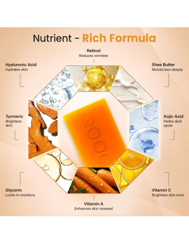 Jabón Aclarador QOOQ con Ácido Kójico y Cúrcuma 100g