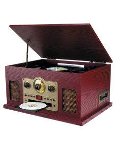 Tocadiscos 5-en-1 Sylvania SRCD838 con CD, Casete y Radio