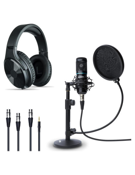 Equipo de Grabación Movo Studio - Micrófono Condensador y Auriculares