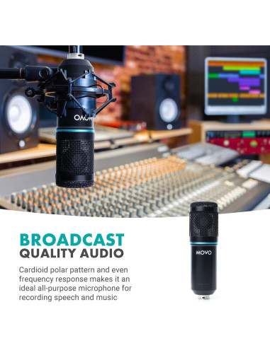 Equipo de Grabación Movo Studio - Micrófono Condensador y Auriculares