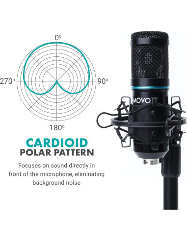Equipo de Grabación Movo Studio - Micrófono Condensador y Auriculares