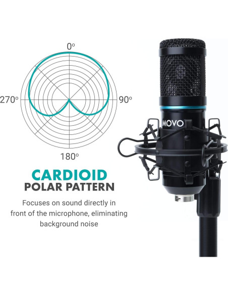 Equipo de Grabación Movo Studio - Micrófono Condensador y Auriculares