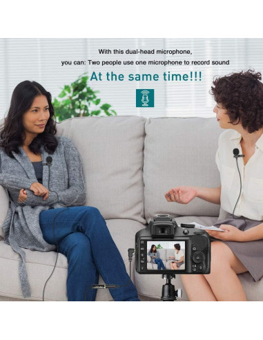 Micrófono Lavalier Doble Cabezal PoP voice 4.88m Profesional