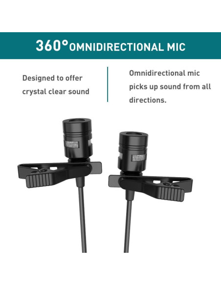Micrófono Lavalier Doble Cabezal PoP voice 4.88m Profesional