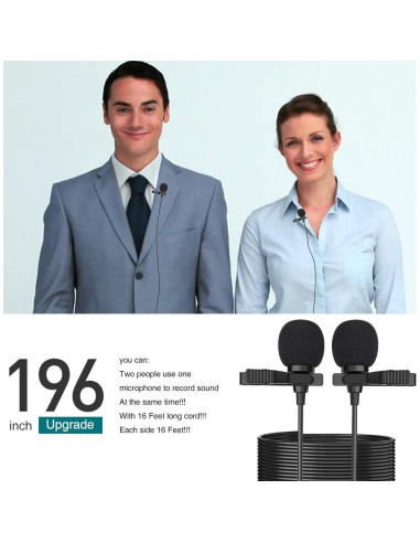 Micrófono Lavalier Doble Cabezal PoP voice 4.88m Profesional