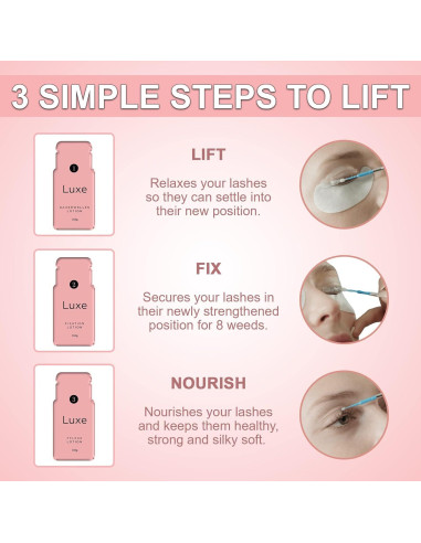 Kit de Elevación de Pestañas Luxe Cosmetics - 3 Aplicaciones