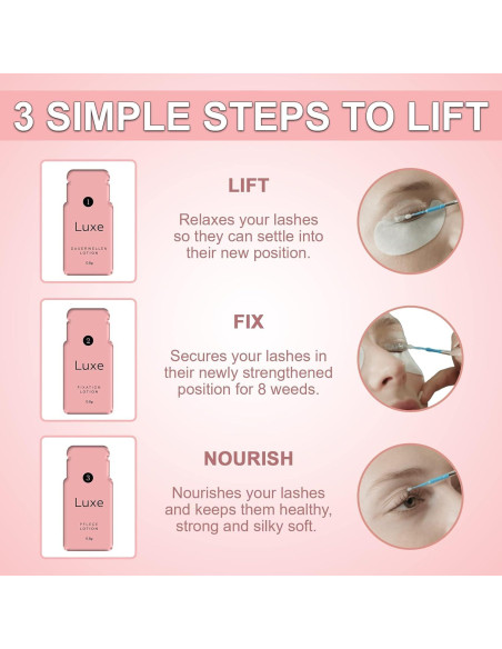 Kit de Elevación de Pestañas Luxe Cosmetics - 3 Aplicaciones
