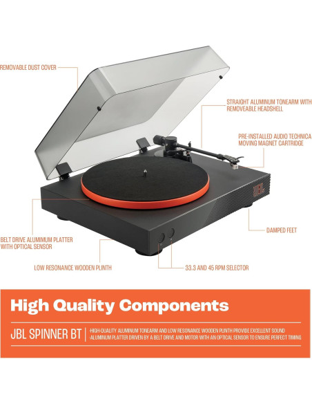 Tocadiscos Bluetooth JBL Spinner BT con AptX-HD - Negro