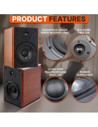 Altavoces de Estantería Pyle PHQBS52 5.25" 200W Madera