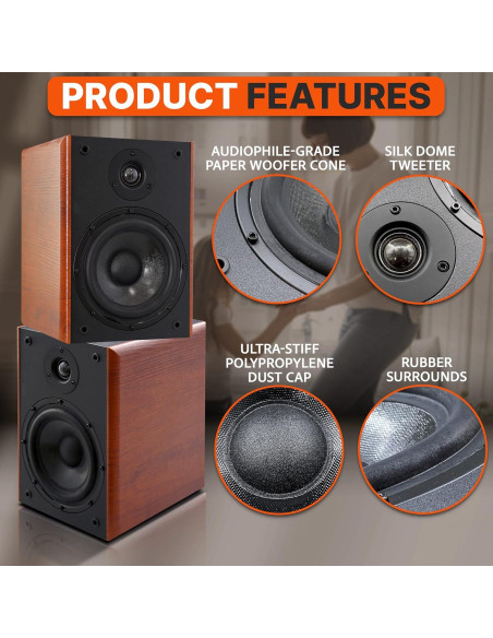 Altavoces de Estantería Pyle PHQBS52 5.25" 200W Madera