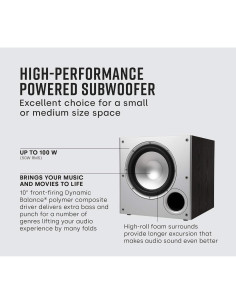 Subwoofer Potenciado Polk Audio PSW10 10" 100W para Teatro en Casa 2