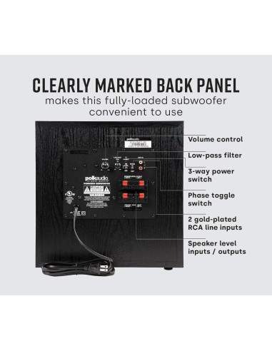 Subwoofer Potenciado Polk Audio PSW10 10" 100W para Teatro en Casa