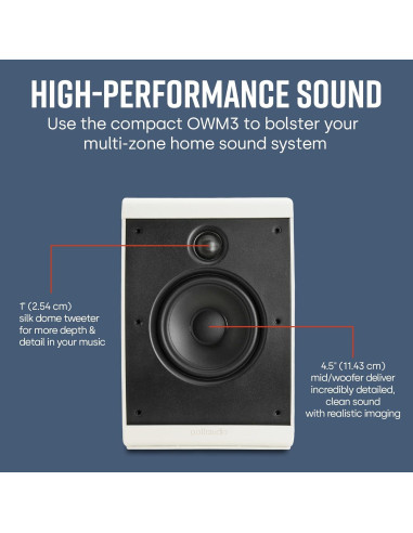 Altavoces de Pared Polk Audio OWM3 - Sonido Envolvente 11.43 cm