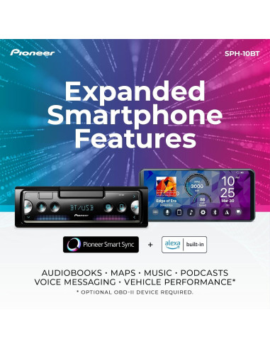 Receptor de Auto Pioneer SPH-10BT Bluetooth 50W 1-Din