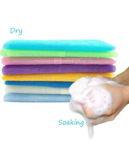8 Paños Exfoliantes de Baño Cshangzei 90 cm Nylon Variados