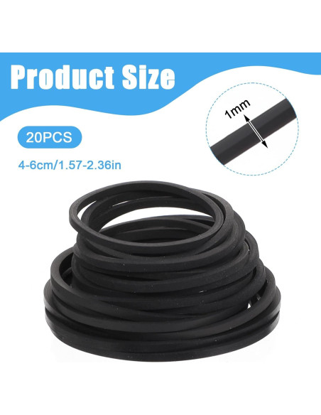 20 Correas de Reemplazo para Tocadiscos Classicseali 40-65mm