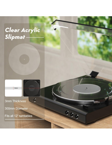 Alfombrilla de Tocadiscos Acrílica 12" Antiestática - Clara