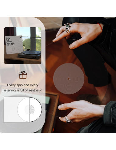 Alfombrilla de Tocadiscos Acrílica 12" Antiestática - Clara