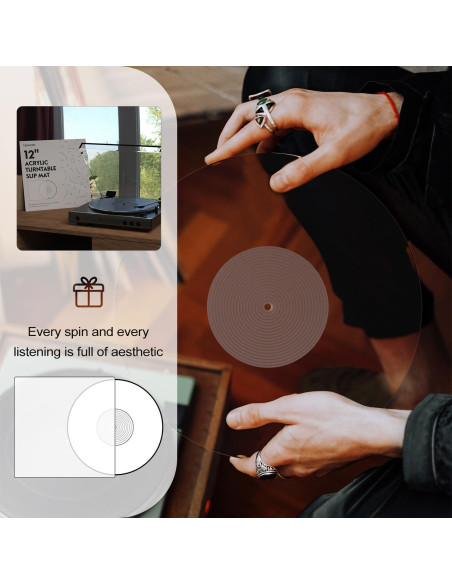 Alfombrilla de Tocadiscos Acrílica 12" Antiestática - Clara