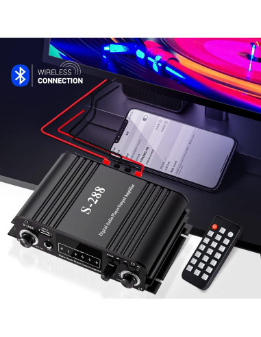 Amplificador de Audio Facmogu S-288 Bluetooth 5.0 600W HiFi