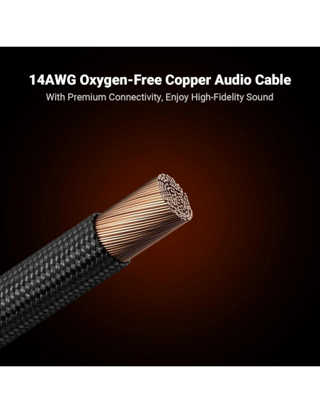 Cable de Altavoz Trenzado 14AWG Fosi Audio 1.8m con Conectores Dorados