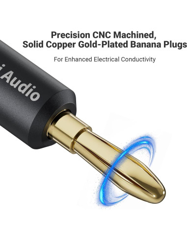 Cable de Altavoz Trenzado 14AWG Fosi Audio 1.8m con Conectores Dorados