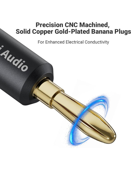 Cable de Altavoz Trenzado 14AWG Fosi Audio 1.8m con Conectores Dorados