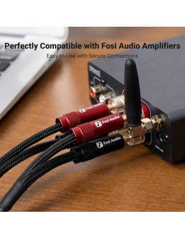Cable de Altavoz Trenzado 14AWG Fosi Audio 1.8m con Conectores Dorados