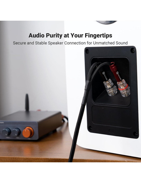 Cable de Altavoz Trenzado 14AWG Fosi Audio 1.8m con Conectores Dorados