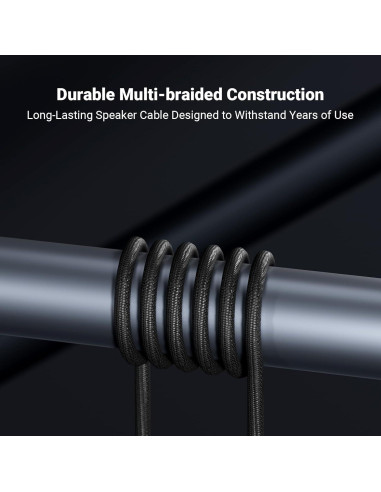 Cable de Altavoz Trenzado 14AWG Fosi Audio 1.8m con Conectores Dorados