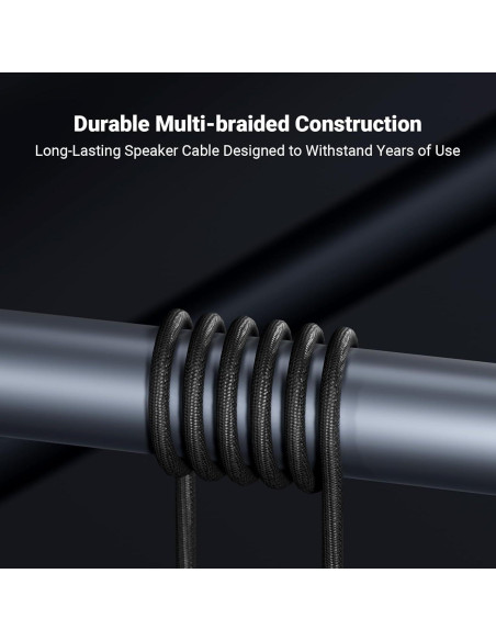 Cable de Altavoz Trenzado 14AWG Fosi Audio 1.8m con Conectores Dorados