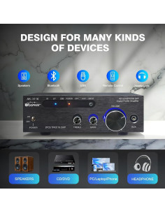 Amplificador Estéreo Woopker AK3116 Bluetooth 5.3 100W x2 2