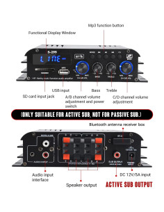 Amplificador de Potencia Bluetooth Facmogu S-299 800W RMS 2