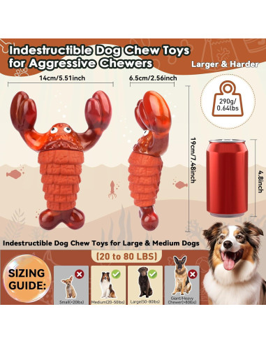 Juguete para Perros Masticadores BIKIISEN Langosta Rojo 35.56 cm