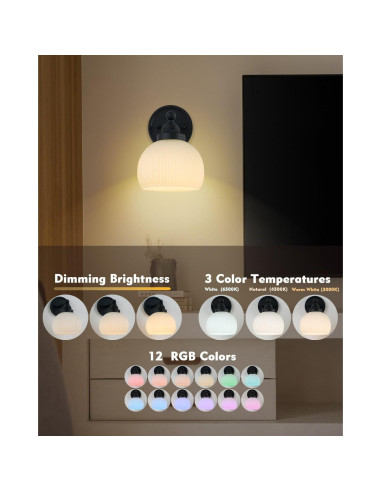 Aplique de Pared Vintage HEQIQEH Recargable con Control Remoto