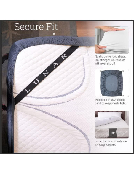Juego de sábanas Twin XL Lunar Silks 100% rayón bambú blanco