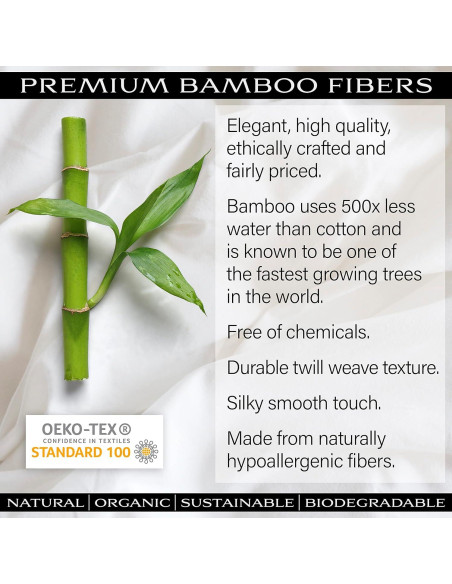 Juego de sábanas Twin XL Lunar Silks 100% rayón bambú blanco