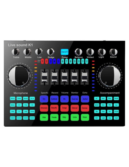 CALIDAKA Tarjeta de Sonido Mini Mezcladora Bluetooth 1800mAh